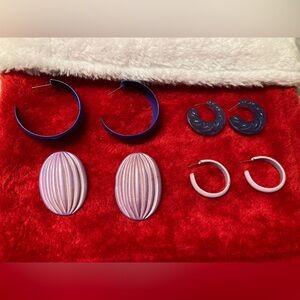 2/$12 Elegant and Funky Women's Earring Set - 4 Pairs in Shades of Purple